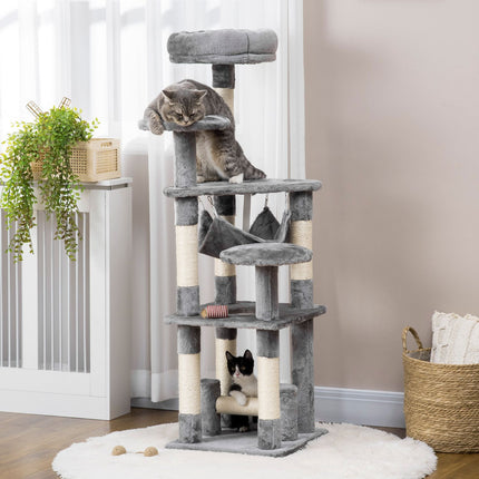 Kačių Draskyklė, Kačių Žaidimų Bokštas, Kačių Laipiojimo Medelis, Draskynė, Hamakas, Pilkas, I40 X P40 X A132 Cm