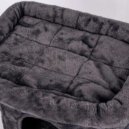 Kačių dreistuvas su ola ir platforma, tamsiai pilkas, 60 cm aukščio