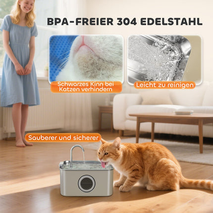Kačių geriamasis fontanas 3,2 l su tyliu pompos aktyvuotos anglies filtru katėms