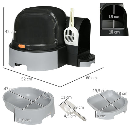 Gray Cat House: Toilet with hood and double trays, fits up to 4 kg