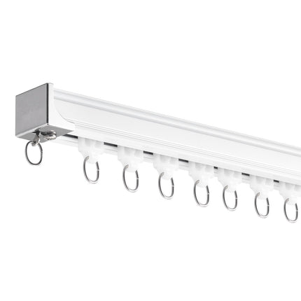 Ceiling Curtain Track Set, 11.8 ft, Aluminum, With Hooks, White