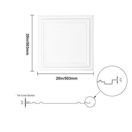 Ceiling Tiles, 48-Pack 20 x 20 in Polystyrene, White