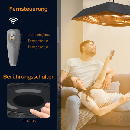 Electric roof terrace heater, 5 positions, remote controlled