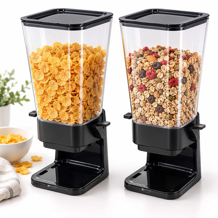 Cereal Dispenser Set of 2, 5.5 L Each, Portion Control, Black