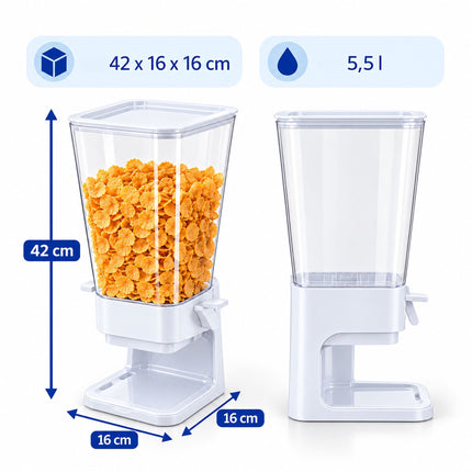 Cereal Dispenser Set of 2, 5.5 L Each, Portion Control, White