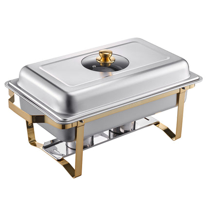 Chafing Dish Set, 4 Pack 8 Qt Stainless Steel, Glass Lid