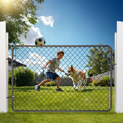 Chain Link Fence Gate, Adjustable, 72 x 48 in, Black