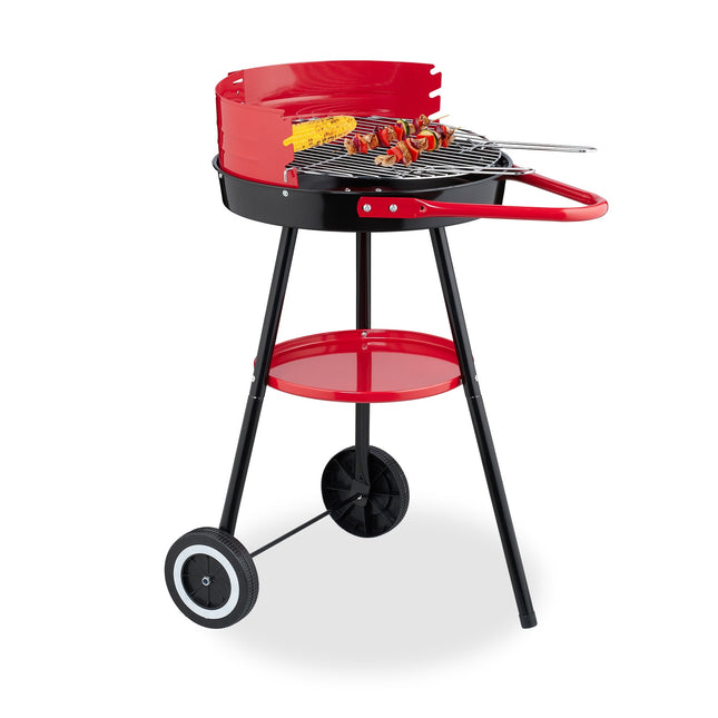 Medžio anglies kepsninė su ratukais, apsauga nuo vėjo, Ø 42 cm