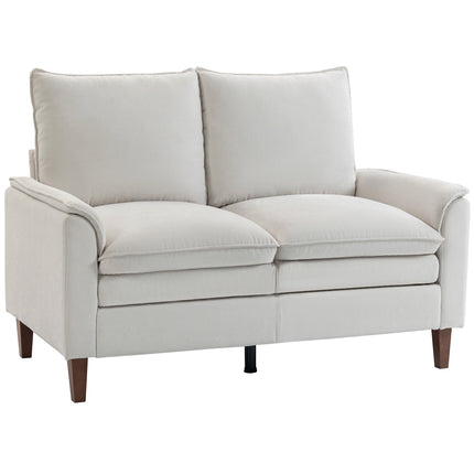 Šenilinė dvivietė sofa, kreminės spalvos, 24 cm pagalvėlė, aukšta atlošas
