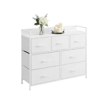 Komoda, 7 audinių dėžės, metalinė ir MDF