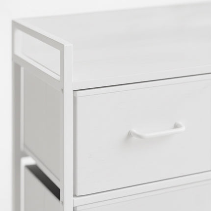 Komoda, 7 audinių dėžės, metalinė ir MDF
