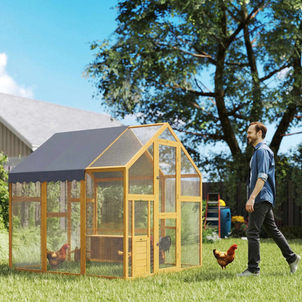 Vištidė su takeliu, 3,07 m², vandeniui atsparus uždangalas, 6-8 vištoms