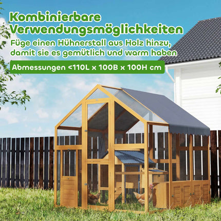 Vištidė su takeliu, 3,07 m², vandeniui atsparus uždangalas, 6-8 vištoms