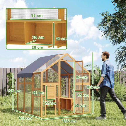 Vištidė su takeliu, 3,07 m², vandeniui atsparus uždangalas, 6-8 vištoms
