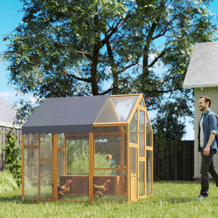 Vištidė su takeliu, 3,07 m², vandeniui atsparus uždangalas, 6-8 vištoms