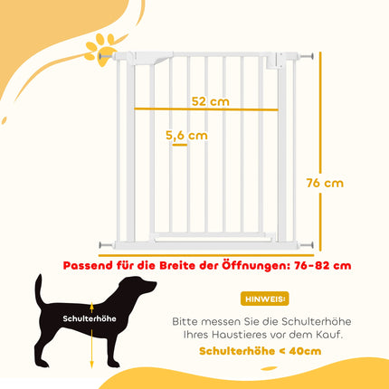 Child Safety Gate, No-Drill, Auto-Close, 76-82cm, White