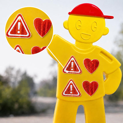 Child Safety Warning Figure for Roads with Red Flag, Yellow, 84 cm Tall