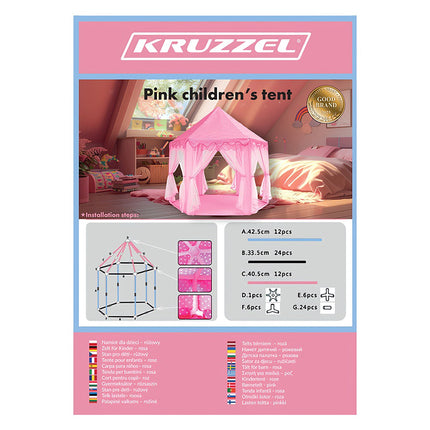 Vaikiška palapinė rožinė Kruzzel 23869
