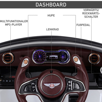 Vaikiškas automobilis, vaikiška transporto priemonė, elektrinis automobilis „Bentley Gt“, licencijuotas, su nuotolinio valdymo pultu, 2 x 390 varikliais, baltas, 108 x 60 x 43 cm