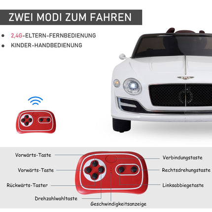 Vaikiškas automobilis, vaikiška transporto priemonė, elektrinis automobilis „Bentley Gt“, licencijuotas, su nuotolinio valdymo pultu, 2 x 390 varikliais, baltas, 108 x 60 x 43 cm
