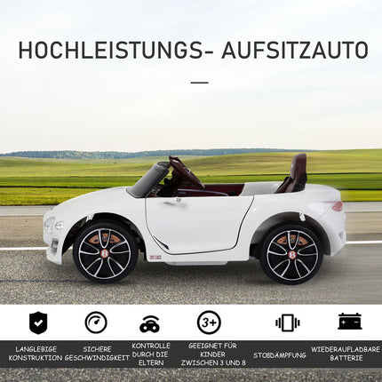 Vaikiškas automobilis, vaikiška transporto priemonė, elektrinis automobilis „Bentley Gt“, licencijuotas, su nuotolinio valdymo pultu, 2 x 390 varikliais, baltas, 108 x 60 x 43 cm