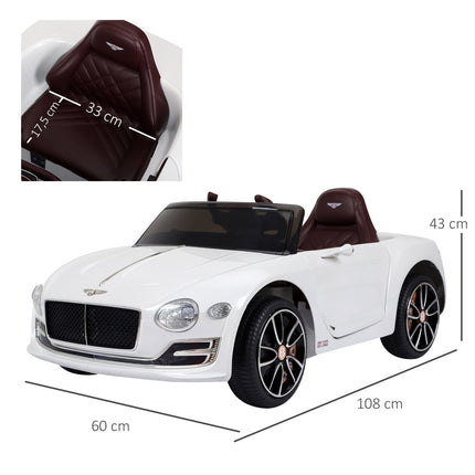 Vaikiškas automobilis, vaikiška transporto priemonė, elektrinis automobilis „Bentley Gt“, licencijuotas, su nuotolinio valdymo pultu, 2 x 390 varikliais, baltas, 108 x 60 x 43 cm