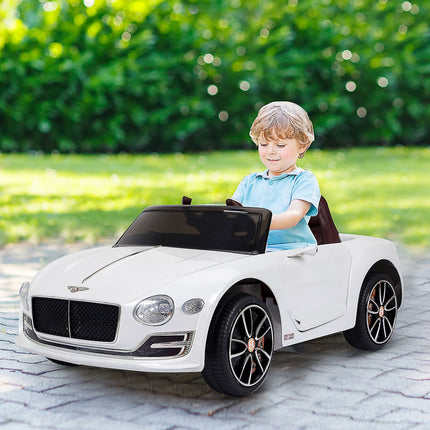 Vaikiškas automobilis, vaikiška transporto priemonė, elektrinis automobilis „Bentley Gt“, licencijuotas, su nuotolinio valdymo pultu, 2 x 390 varikliais, baltas, 108 x 60 x 43 cm