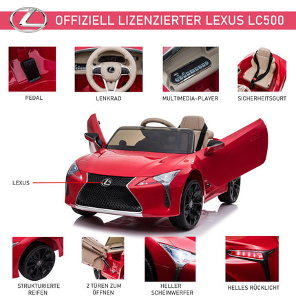Vaikiškas automobilis. Oficialiai licencijuotas „Lexus LC500“ elektrinis automobilis, 2.4G nuotolinio valdymo pultas, MP3/USB, šviesos ir muzika, 3-6 metai