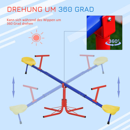 Children's 360° rotating metal seesaw for ages 3-8