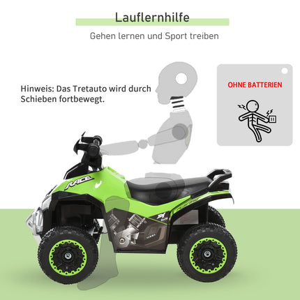 Vaikiškas važiuojamasis automobilis su pedalais ir stumdomomis kojelėmis, vaikiškas automobilis, vaikiška transporto priemonė 18-36 mėnesių vaikams, lengva muzika, plastikas, plienas, žalias, 67,5 x 38 x 44 cm