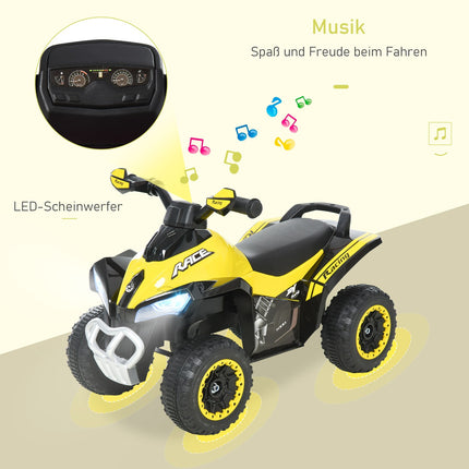 Vaikiškas važiuojamasis automobilis su pedalais ir stumdomomis kojelėmis, vaikiškas automobilis, vaikiška transporto priemonė 18-36 mėnesių vaikams, lengva muzika, plastikas, plienas, geltonas, 67,5 x 38 x 44 cm