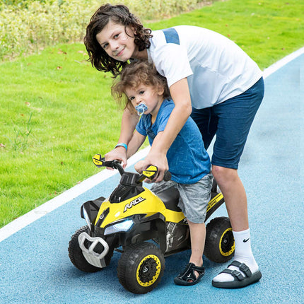 Vaikiškas važiuojamasis automobilis su pedalais ir stumdomomis kojelėmis, vaikiškas automobilis, vaikiška transporto priemonė 18-36 mėnesių vaikams, lengva muzika, plastikas, plienas, geltonas, 67,5 x 38 x 44 cm