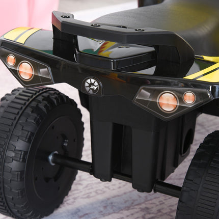 Vaikiškas važiuojamasis automobilis su pedalais ir stumdomomis kojelėmis, vaikiškas automobilis, vaikiška transporto priemonė 18-36 mėnesių vaikams, lengva muzika, plastikas, plienas, geltonas, 67,5 x 38 x 44 cm