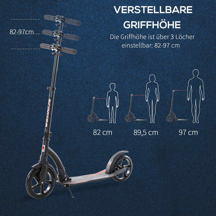 Vaikiškas paspirtukas-skuteris su amortizacija, sulankstomas, reguliuojamo aukščio, nuo 14 metų, aliuminis, 92,5 x 37,5 x 87-101,5 cm