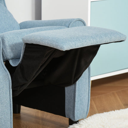 Vaikiška sofa su reguliuojamu atlošu ir pakoja, mėlyna, 3-5 metų vaikams, 58x53x70 cm