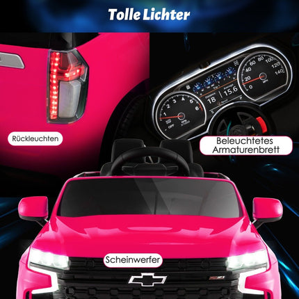 Vaikiškas „Chevrolet“ elektrinis automobilis su 2.4G nuotolinio valdymo pultu, pakaba, šviesomis ir muzika, vaikiškas automobilis, rožinis