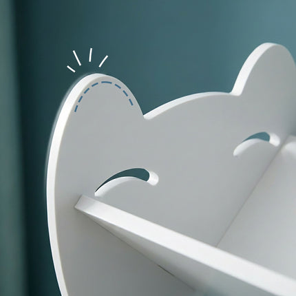 Children's Desk Bookshelf with Cat Design, White PVC, 3 kg Load