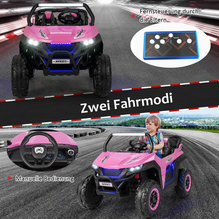 Vaikiškas elektrinis visureigis su nuotolinio valdymo pultu, 2 sėdynės, rožinis