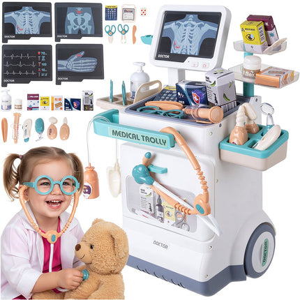 Vaikų medicinos rinkinys su vežimėliu, EKG, 26 dalys
