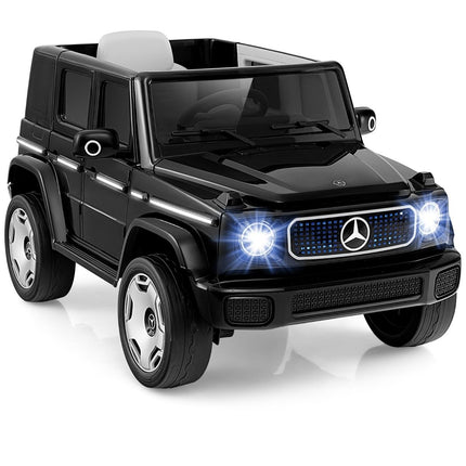 Vaikiškas „Mercedes-Benz“ elektrinis automobilis su 2,4 G nuotolinio valdymo pultu ir priekiniu žibintu, 12 V, juodas
