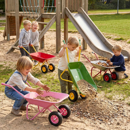 Children's Metal Wheelbarrow with 2 Wheels, Pink, 43 x 74 x 36 cm