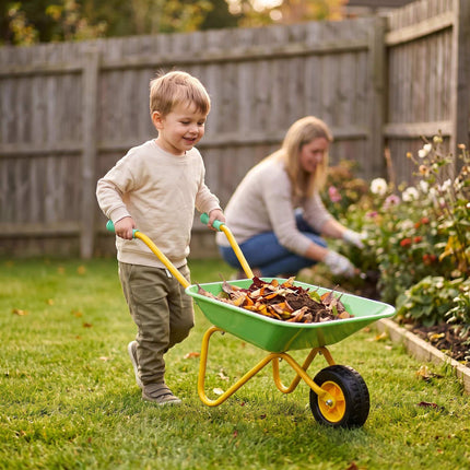 Children's Metal Wheelbarrow with Rubber Wheel, Green, 43 x 74 x 36 cm