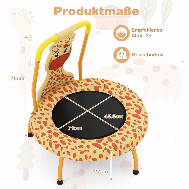 Vaikiškas mini batutas su rankena, žirafos raštas, 71 cm