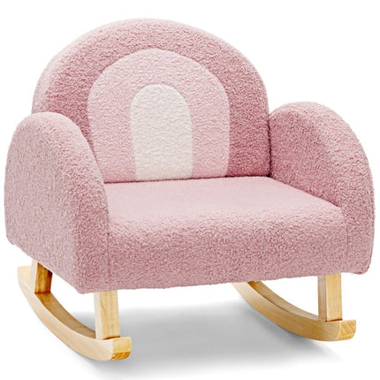 Children's Padded Rocking Chair with Solid Wood Legs Pink