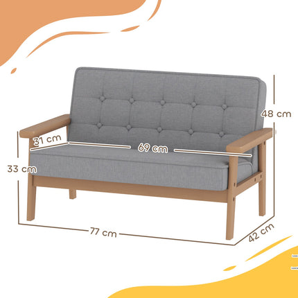 Vaikiška sofa, aksominė, medinis rėmas, 3-15 metų amžiaus, pilka