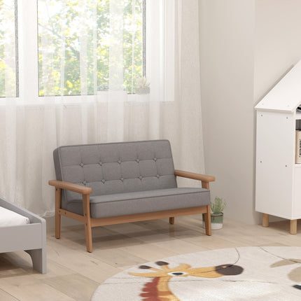 Vaikiška sofa, aksominė, medinis rėmas, 3-15 metų amžiaus, pilka
