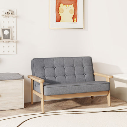 Vaikiška sofa, aksominė, medinis rėmas, 3-15 metų amžiaus, pilka