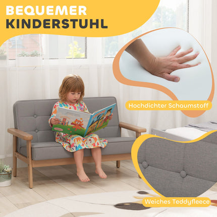 Vaikiška sofa, aksominė, medinis rėmas, 3-15 metų amžiaus, pilka