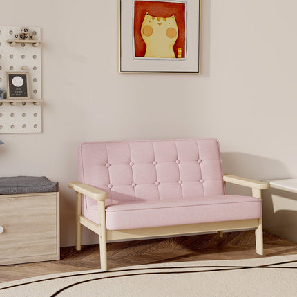 Vaikiška sofa, aksominė, medinis rėmas, 3-15 metų amžiaus, rožinė