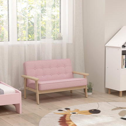 Vaikiška sofa, aksominė, medinis rėmas, 3-15 metų amžiaus, rožinė